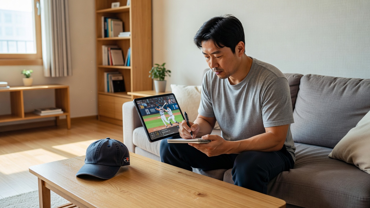 KBO 하이라이트를 활용해 경기 흐름을 분석하는 모습