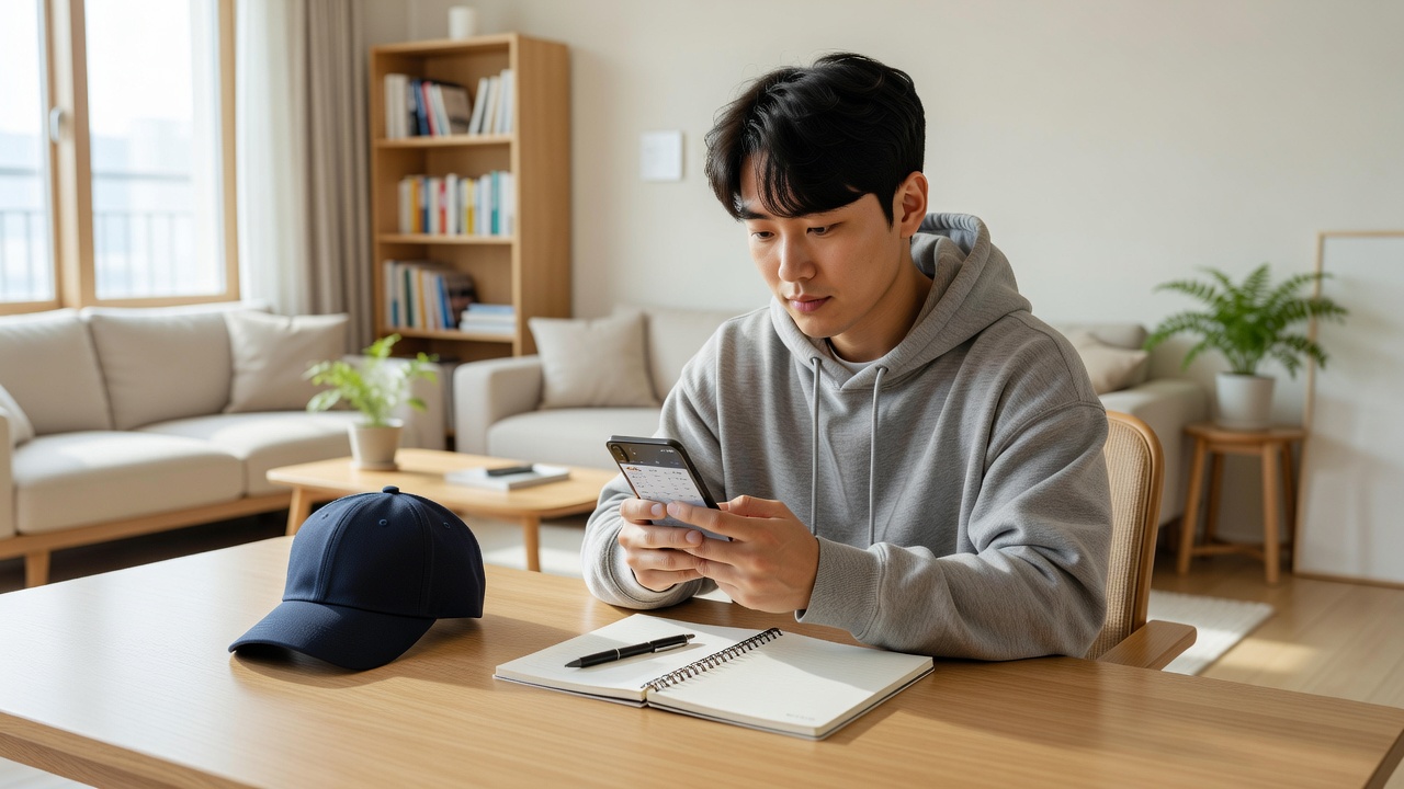 KBO 일정을 확인하는 팬의 일상 모습